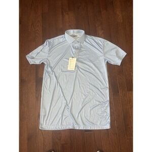 Collars and Co Men's Dress Collar Stretch Polo Shirt Size M Blue Houndstooth